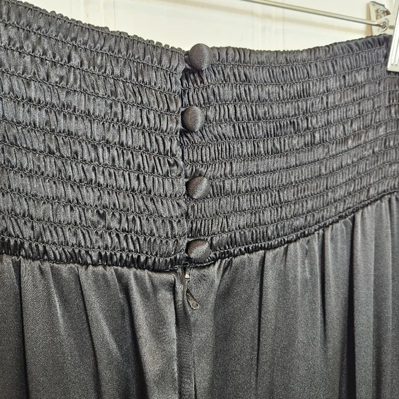 Vintage 100% Silk Pants Womens Size 6 Black High Waist Ruched Buttoned Back - Picture 8 of 12